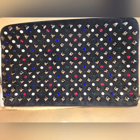 Christian Louboutin Black Clutch with Multicolor Studs - Picture 10 of 13